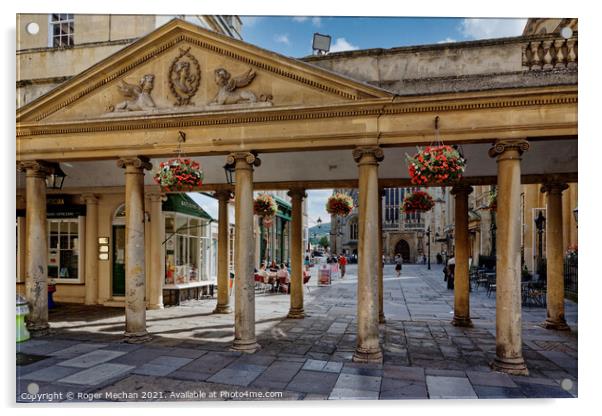 Bath Abbey's Colonnaded Portico Acrylic by Roger Mechan