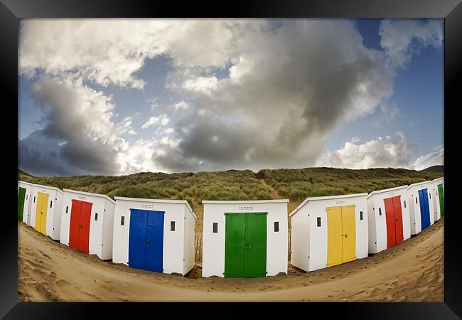 Woolacombe Beach Huts Framed Print by Tony Bates