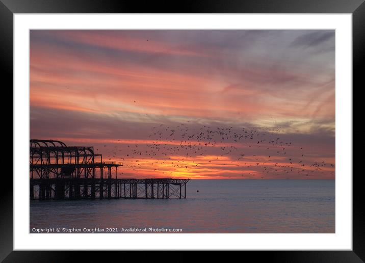 West Pier Sunset Framed Mounted Print by Stephen Coughlan