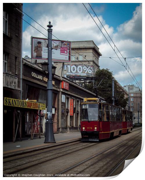 Tram in Warsaw Print by Stephen Coughlan