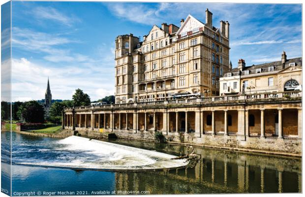 Pulteney Weir Bath - An Iconic British Waterfall Canvas Print by Roger Mechan