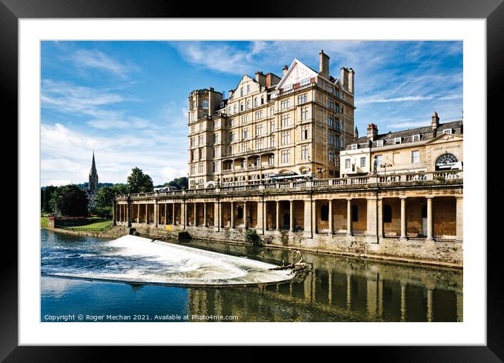 Pulteney Weir Bath - An Iconic British Waterfall Framed Mounted Print by Roger Mechan