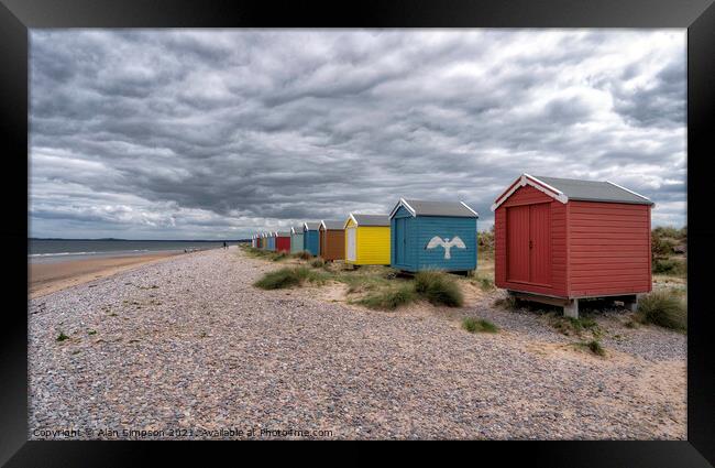 Findhorn Beach Huts Framed Print by Alan Simpson