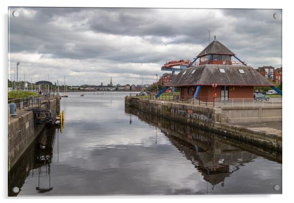 Harbour master building at Preston Marina Acrylic by Jason Wells