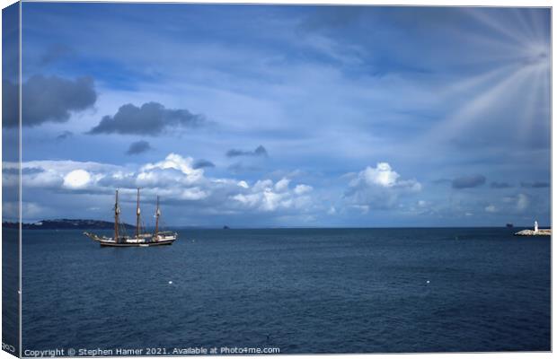 Seascape and Sailing Ship Canvas Print by Stephen Hamer