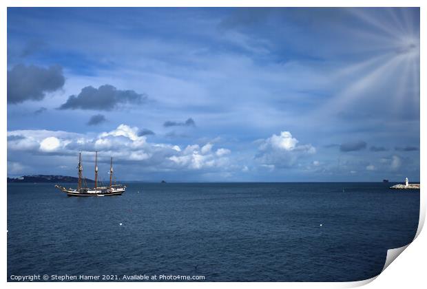 Seascape and Sailing Ship Print by Stephen Hamer