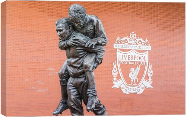 Bob Paisley statue at Anfield stadium Canvas Print by Jason Wells