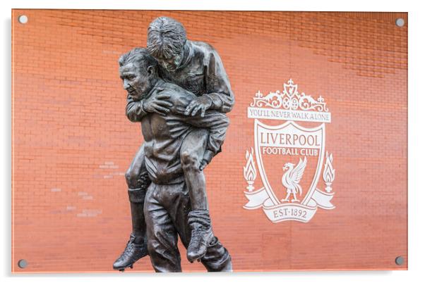 Bob Paisley statue at Anfield stadium Acrylic by Jason Wells