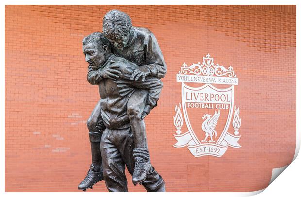 Bob Paisley statue at Anfield stadium Print by Jason Wells