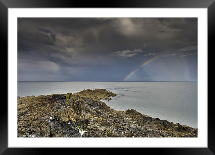 Rainbow, Pointe de St Cast Framed Mounted Print by Gary Eason