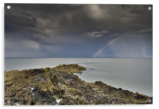 Rainbow, Pointe de St Cast Acrylic by Gary Eason