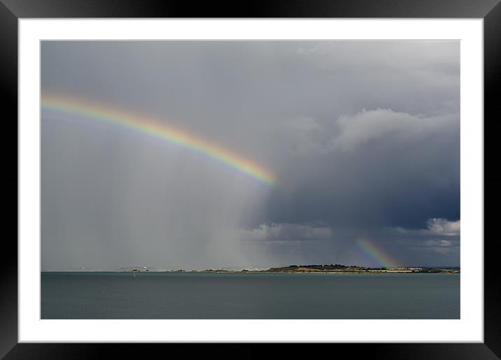 Rain and rainbow looking south Framed Mounted Print by Gary Eason