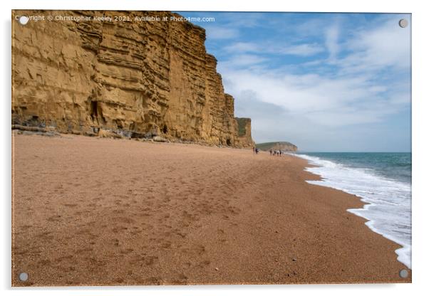West Bay cliffs Acrylic by Christopher Keeley