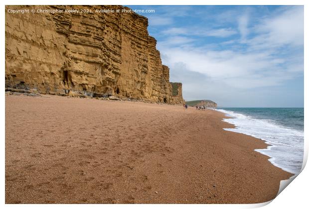 West Bay cliffs Print by Christopher Keeley