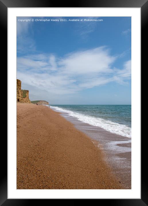 West Bay beach and cliffs Framed Mounted Print by Christopher Keeley