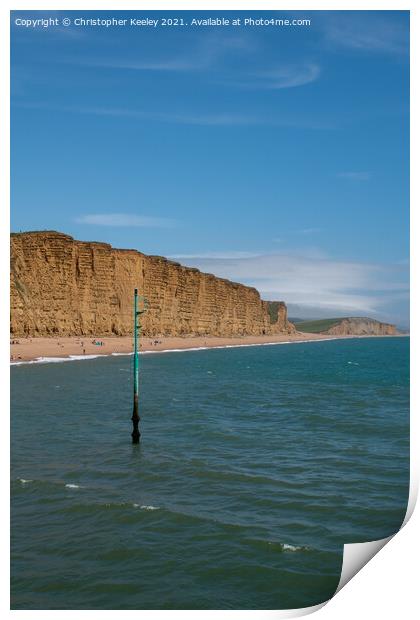 Summer views of West Bay, Dorset Print by Christopher Keeley