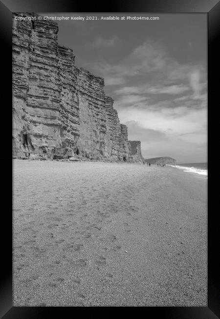 Black and white West Bay, Dorset Framed Print by Christopher Keeley
