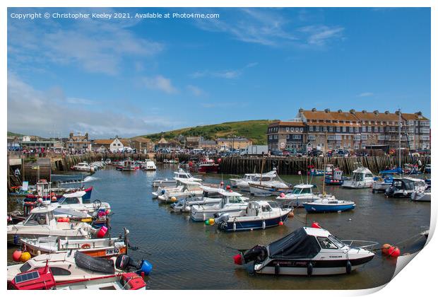 West Bay harbour, Dorset Print by Christopher Keeley