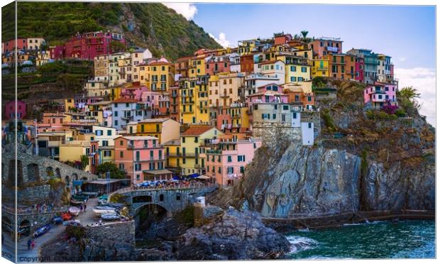 Picturesque Colorful Town of Cinque Terre, Italy. Canvas Print by Maggie Bajada