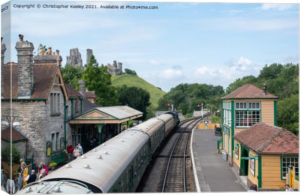 Corfe Castle steam train Canvas Print by Christopher Keeley