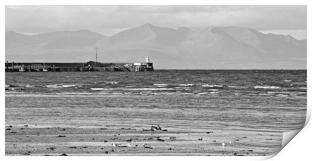 Troon harbour and Arran`s mountains Print by Allan Durward Photography