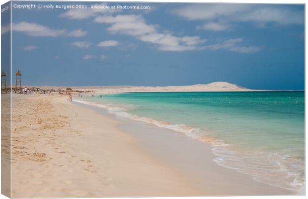 Cape Verde or Cabo Verda, blue sea  Verde, In the central of Atlantic Ocean, white sands  Canvas Print by Holly Burgess