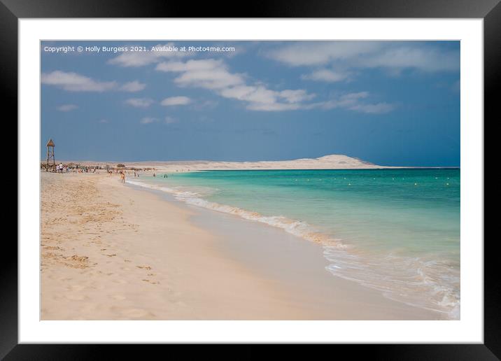 Cape Verde or Cabo Verda, blue sea  Verde, In the central of Atlantic Ocean, white sands  Framed Mounted Print by Holly Burgess