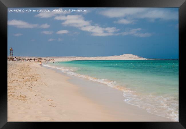 Cape Verde or Cabo Verda, blue sea  Verde, In the central of Atlantic Ocean, white sands  Framed Print by Holly Burgess