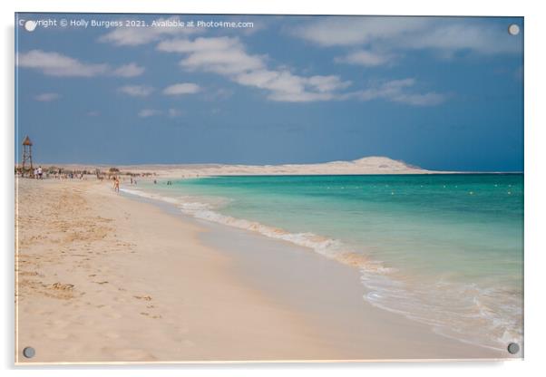 Cape Verde or Cabo Verda, blue sea  Verde, In the central of Atlantic Ocean, white sands  Acrylic by Holly Burgess