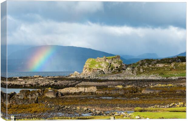 Rainbow and Dun Scaich Castle, Tokavaig, Skye Canvas Print by Photimageon UK