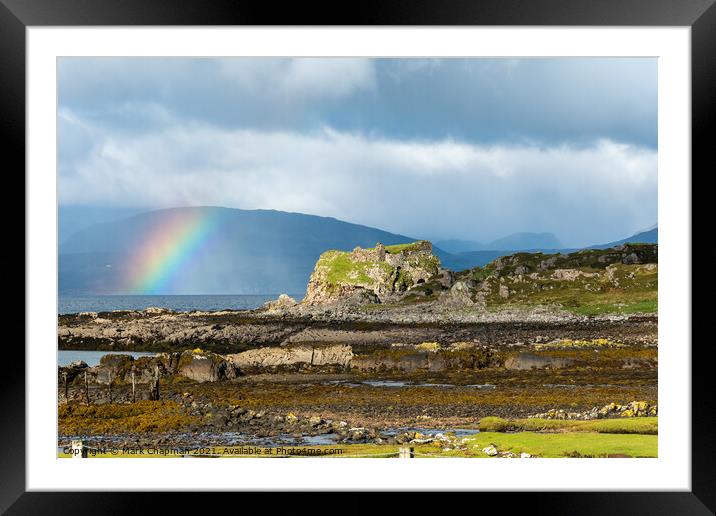 Rainbow and Dun Scaich Castle, Tokavaig, Skye Framed Mounted Print by Photimageon UK