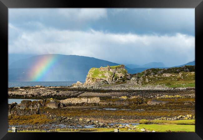 Rainbow and Dun Scaich Castle, Tokavaig, Skye Framed Print by Photimageon UK