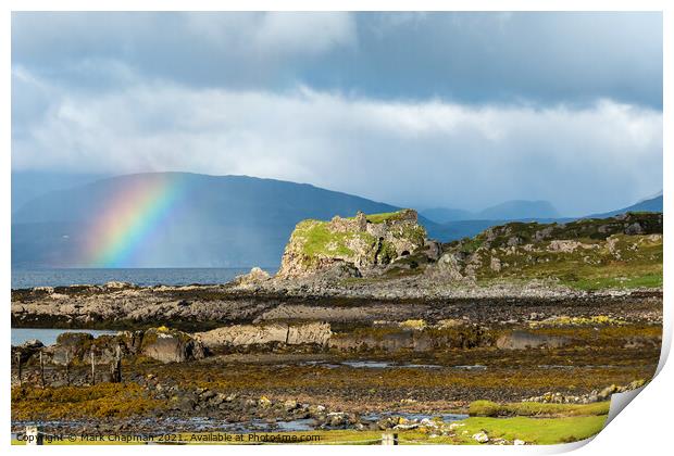 Rainbow and Dun Scaich Castle, Tokavaig, Skye Print by Photimageon UK