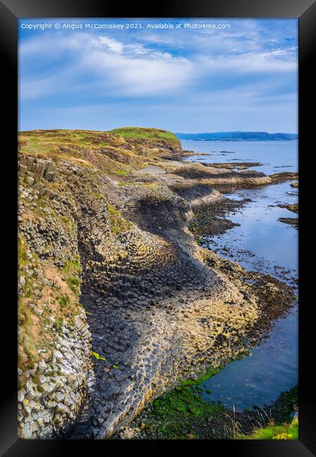 Basalt rock formation on east coast of Staffa Framed Print by Angus McComiskey