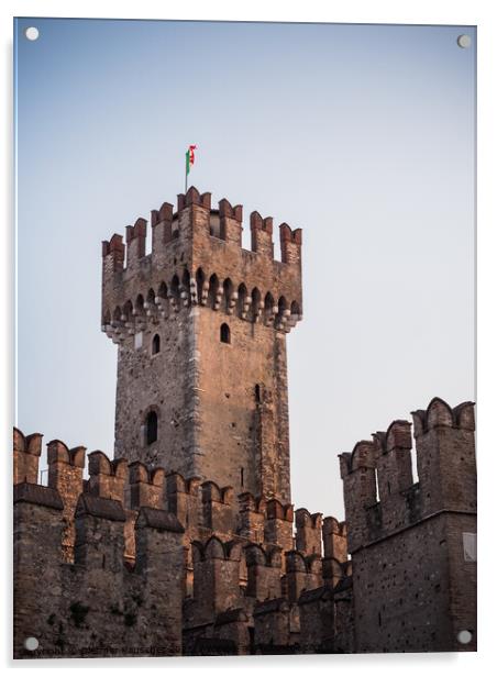 Sirmione Scaliger Castle Tower Acrylic by Dietmar Rauscher