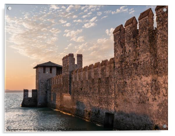 Sirmione Scaliger Castle Fortified Port Entrance Acrylic by Dietmar Rauscher