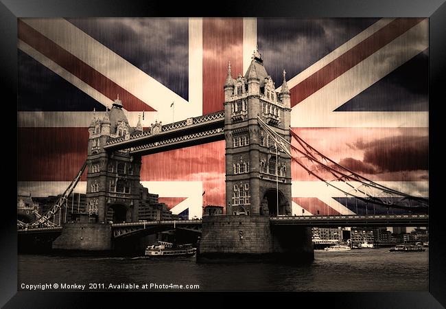 Union Jack London Bridge Framed Print by Anthony Michael 