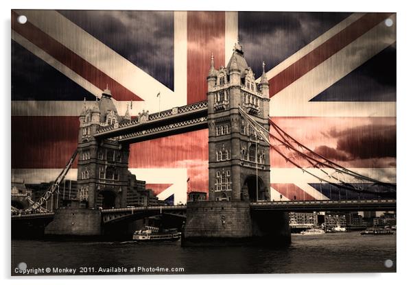 Union Jack London Bridge Acrylic by Anthony Michael 