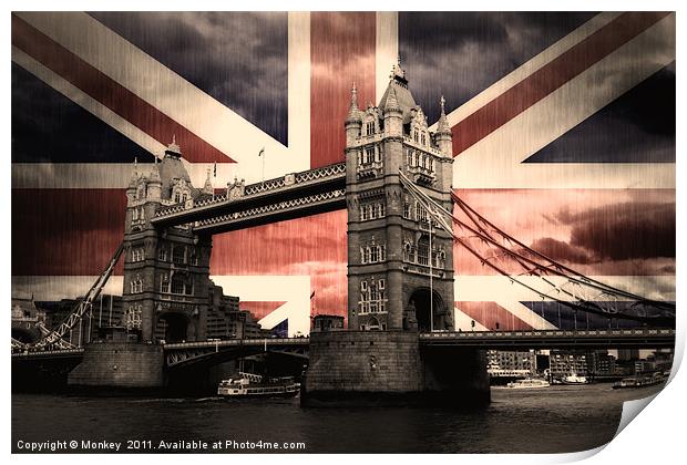 Union Jack London Bridge Print by Anthony Michael 