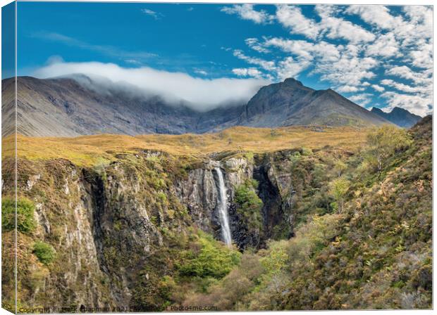 Eas Mor waterfall and Cuillin, Skye Canvas Print by Photimageon UK
