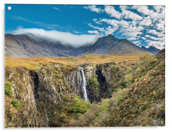 Eas Mor waterfall and Cuillin, Skye Acrylic by Photimageon UK