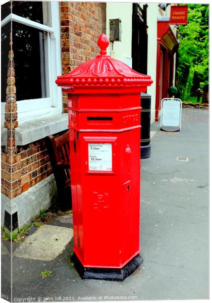 Penfold post box in portrait, Dorchester, Dorset. Canvas Print by john hill