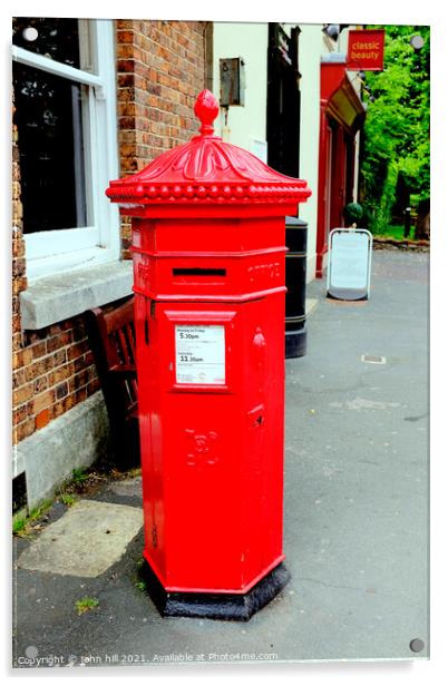 Penfold post box in portrait, Dorchester, Dorset. Acrylic by john hill