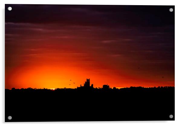 Dawn over Ely Cathedral, 23rd October 2021 Acrylic by Andrew Sharpe