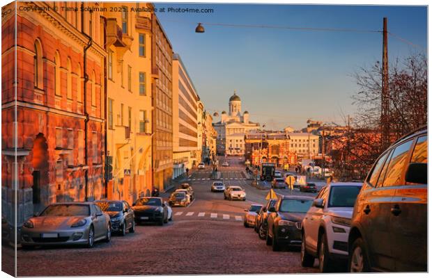 Helsinki, Finland City View in November Canvas Print by Taina Sohlman