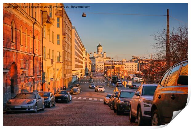 Helsinki, Finland City View in November Print by Taina Sohlman