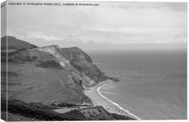 Jurassic Coast - black and white Canvas Print by Christopher Keeley