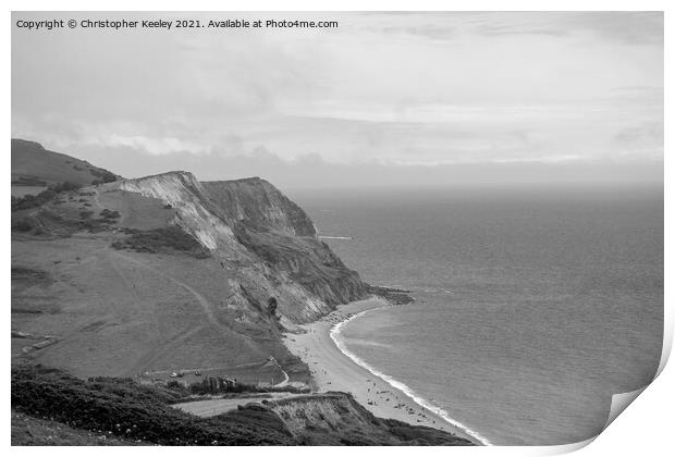 Jurassic Coast - black and white Print by Christopher Keeley