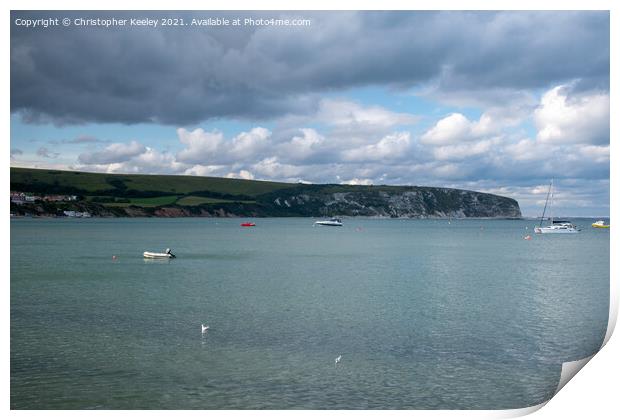Swanage harbour Print by Christopher Keeley