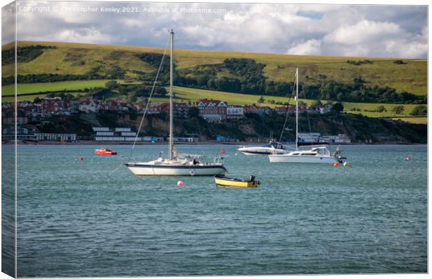 Swanage harbour in Dorset Canvas Print by Christopher Keeley